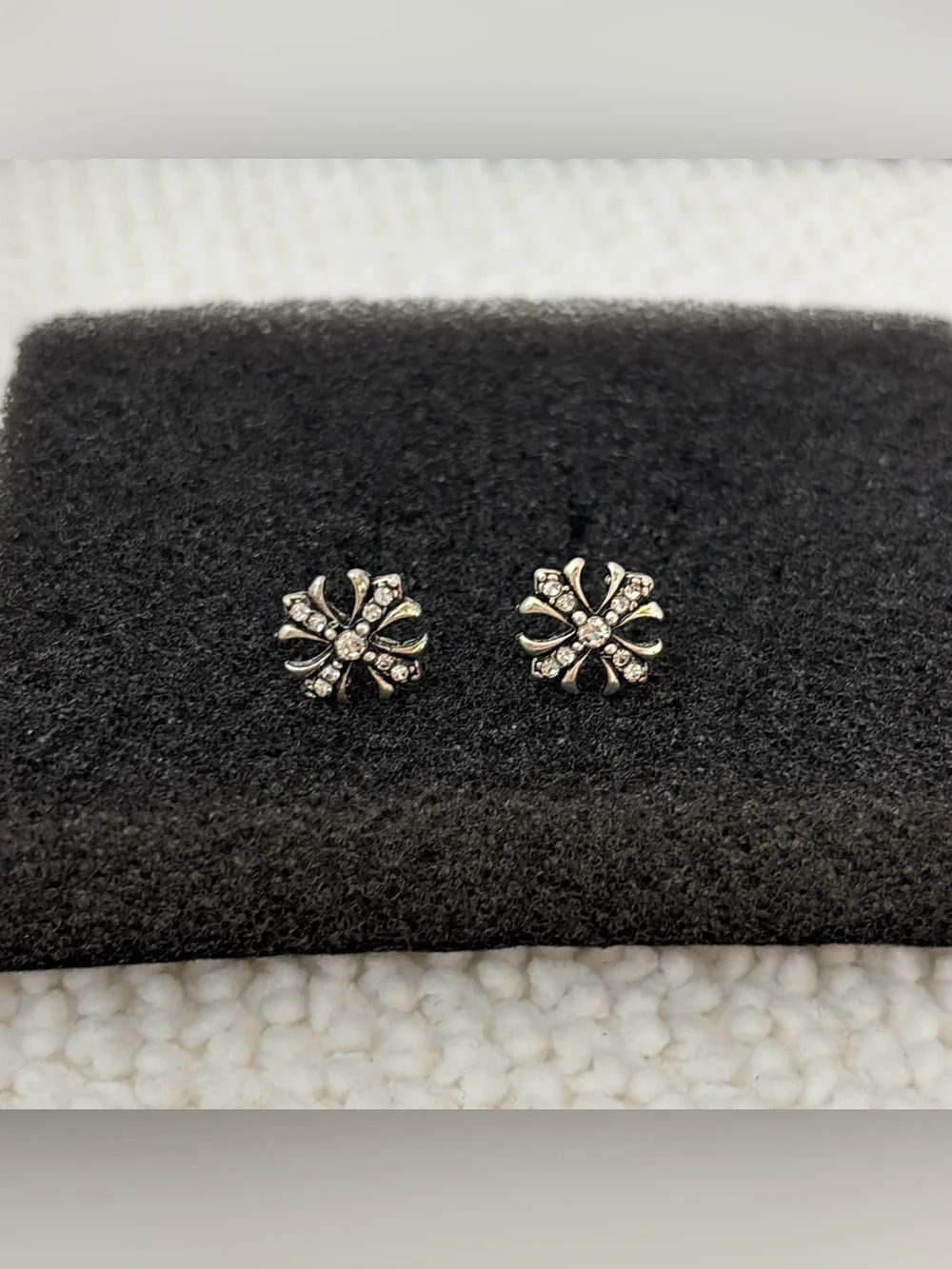 10mm CZ Cross Stud Earrings for Men Women Streetwear Punk Hip Hop Unisex Earring